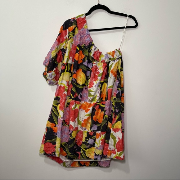 Mikiko Noritake x Anthropologie Women’s Multicolor Floral One Shoulder Dress Lp - Picture 8 of 9